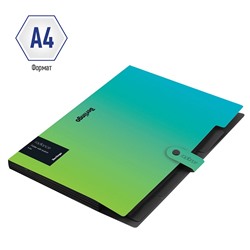 Папка с кнопкой А4 Berlingo "Radiance" 5 отд., плотная, градиент голубой/зеленый (XF4_05003) 600 мкм