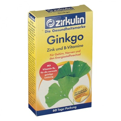 Zirkulin (Циркулин) Ginkgo Гинкго Zink und B-Vitamine 60 шт