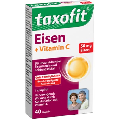 taxofit Eisen+Vitamin C Kapseln 40 St, taxofit Железо+Витамин C Капсулы 40 шт