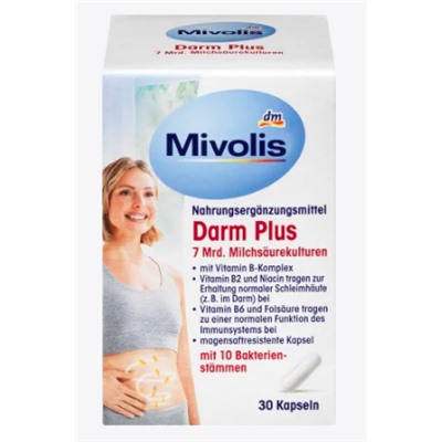 Mivolis Darm Plus Kapseln 30 St, Миволис Дарм Плюс Молочнокислые культуры и бифидобактерии, 30 капсул