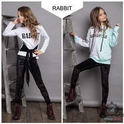 Бархатные брючки на манжете "RABBIT" black