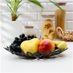 Блюдо для фруктов «Пион», 28,5×28,5×5 см, цвет чёрный
