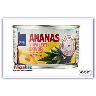 Ананас, колечки в ананасовом соке Rainbow Ananasviipaleet ananasmehussa 227/137 гр