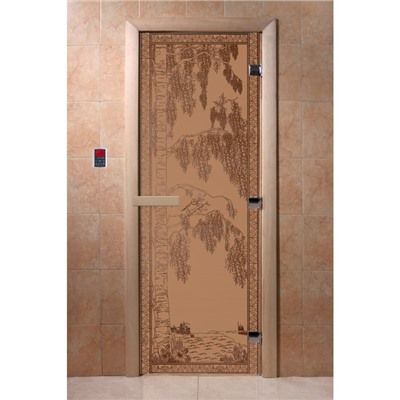 Дверь «Берёзка», размер коробки 200 × 80 см, правая, цвет матовая бронза