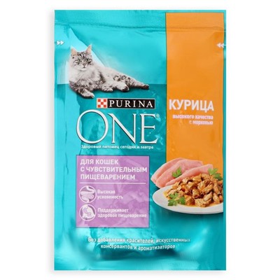 Влажный корм Purinа One для кошек, курица/морковь, 75 г