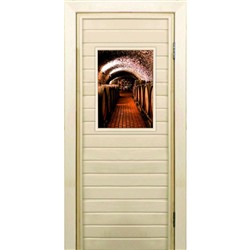 Дверь для бани со стеклом (40*60), "Погреб-2", 170×70см, коробка из осины
