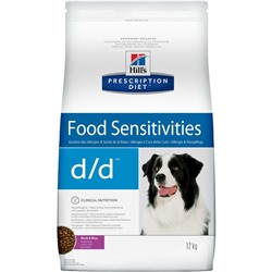 Сухой корм Hill's PD d/d для собак, при аллергии и заболеваниях кожи, утка/рис, 12 кг