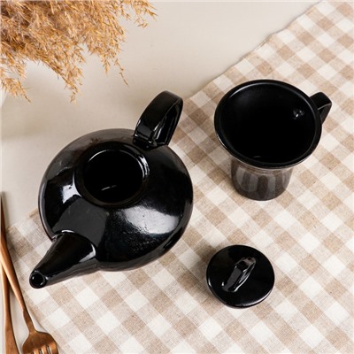 Чайный набор "Леон", цвет чёрный, 3 предмета: чайник 0.5 л, чашка 0.25 л, подставка 23 см, 1 сорт