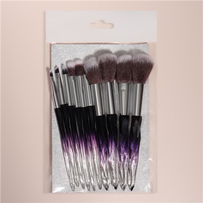 Набор кистей для макияжа «Luminous», 10 предметов, цвет чёрный/фиолетовый