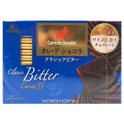 Шоколад «Классический горький» 55% какао Carre de chocolat Morinaga, Япония, 102 г