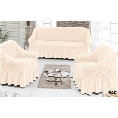 Чехол для мягкой мебели ( на диван + 2 кресла) (диз.: 214 слоновая кость)