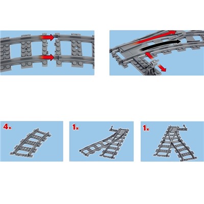 Конструктор ЖД «Рельсы со стрелками», 8 элементов