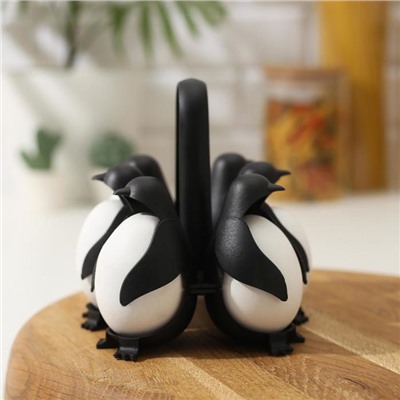 Подставка для яиц «Пингвинчики», 12×15×13 см, цвет чёрный