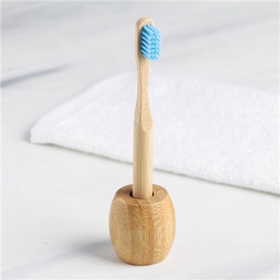 Бамбуковая зубная щётка с подставкой «Голубая лагуна», 4,3 × 14,5 × 4,3 см