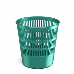Корзина для бумаг и мусора ErichKrause Ice Metallic, 12 литров, пластик, сетчатая, зеленый металлик