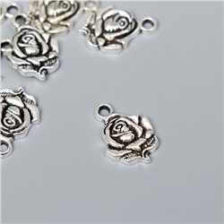Декор для творчества металл "Роза" серебро G143B855 2х1,4 см