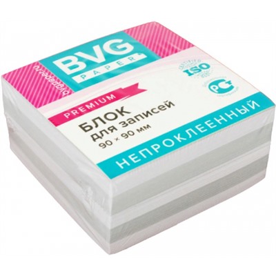 Блок BVG непроклеенный белый премиум с цветными прослойками 9х9х4,5см (Артикул: 44729)