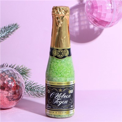 Соль для ванны во флаконе шампанское "С Новым годом!" 300 г, аромат яблоко