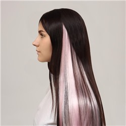 Локон накладной, прямой волос, на заколке, 50 см, 5 гр, цвет розовый