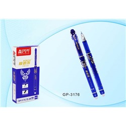 Ручка гелевая стираемая BASIR (GP-3176) синяя, 0.38мм, корпус синий с рисунком