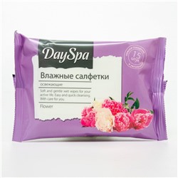 Влажные салфетки «Day Spa», освежающие, с ароматом цветов, 15 шт.