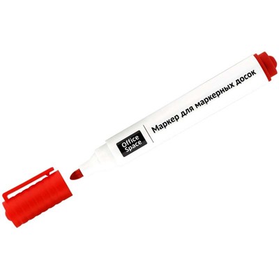 Маркер для доски OfficeSpace пулевидный красный, шир. линии 3 мм (WBM_85372)