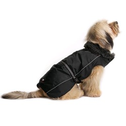 Нано куртка Dog Gone Smart Aspen parka зимняя с меховым воротником, ДС 20,3 см, чёрная