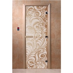 Дверь «Хохлома», размер коробки 190 × 70 см, левая, цвет прозрачный