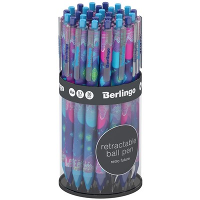 Ручка шар. автомат. Berlingo "Retro Future" (CBm_70S08) на масляной основе, синяя, 0.7мм, игольчатый стержень, цветной корпус с рисунком