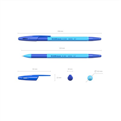 Ручка шар. ErichKrause "R-301 Neon" (42751) синяя, 0.7мм, неоновый корпус ассорти