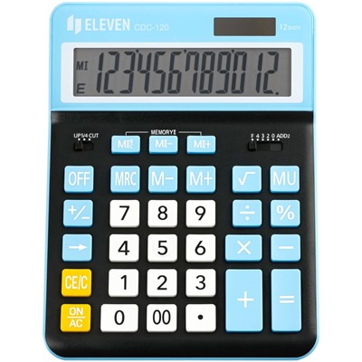 Калькулятор настольный ELEVEN CDC-120-BK/CY, 12-разрядный, 155*206*38мм, дв.питание, черно-синий