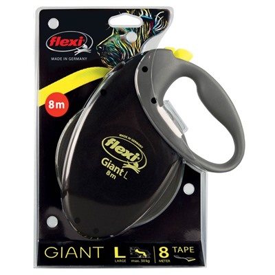 Рулетка Flexi  Giant Neon L (до 50 кг) со светоотражающим ремнем, 8 м