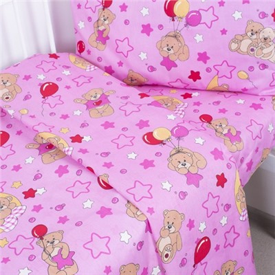 Постельное белье в детскую кроватку 350/3 Мишки розовый