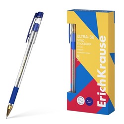 Ручка шар. ErichKrause "Ultra-30 Gold Stick&Grip Classic. Super Glide Technology" (61109) синяя, 0.7мм,