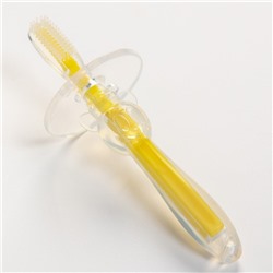 Детская зубная щетка-массажер, «Мышка», силиконовая с ограничителем, цвет желтый