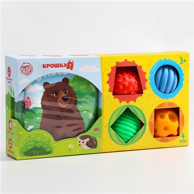 Развивающий набор «В лесу»: книжка-игрушка, тактильные массажные мячики 4 шт.