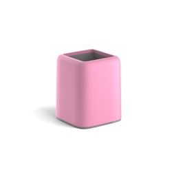 Подставка-стакан квадрат. ErichKrause "Forte. Pastel" (51495) розовая с серой вставкой