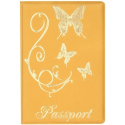 Обложка "Паспорт" OfficeSpace "Бабочки" (342742) мягкий полиуретан, тиснение золотом, золотая