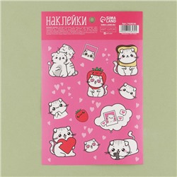 Наклейки бумажные «Милый котик», 14 × 21 см
