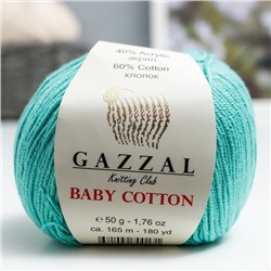 Пряжа "Baby Cotton" 60% хлопок, 40% акрил 165м/50гр (3426 бирюзов.)