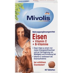 Mivolis Eisen + Vitamin C + B-Vitamine Железо + витамин C + витамины группы B таблетки, 40 шт