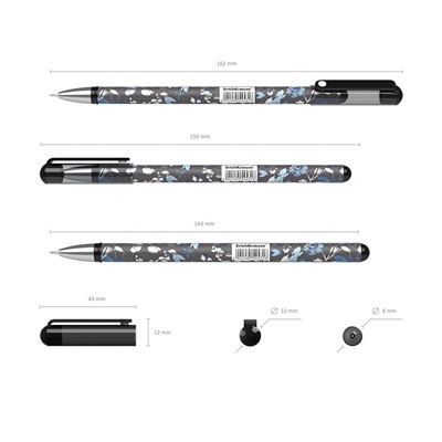 Ручка гелевая ErichKrause "Frozen Beauty Stick" (54531) черная, 0.38мм, игольчатый стержень, корпус с принтом в ассорт.