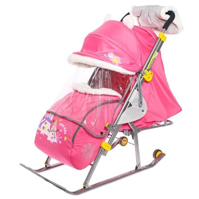 Санки коляска «Ника детям 6», цвет розовый