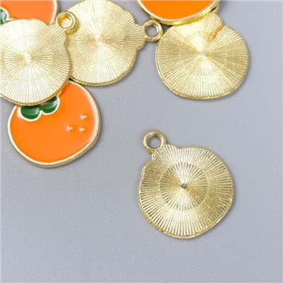 Декор для творчества металл, эмаль "Апельсин" оранжевый 1,7х2 см
