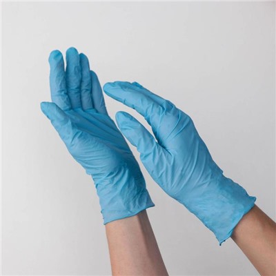 Перчатки нитриловые CONNECT BLUE NITRILE, неопудренные, размер M, 100 шт/уп, 3 гр, цена за 1 шт, цвет голубой
