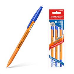 Набор ручек шар. ErichKrause "R-301 Orange Stick" 3шт., синие (42743) 0.7мм, оранжевый корпус