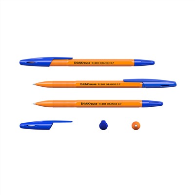 Набор ручек шар. ErichKrause "R-301 Orange Stick" 3шт., синие (42743) 0.7мм, оранжевый корпус
