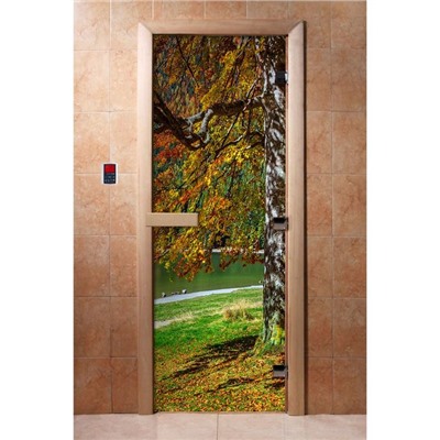 Дверь с фотопечатью, стекло 8 мм, размер коробки 190 × 70 см, правая, цвет А089