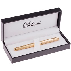 Ручка Delucci перьевая "Celeste" черная, 0.8мм (CPs_81914) корпус золотистый с рифлением, подар. уп.