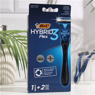 Набор BIC Hybrid 3 Flex, станок для бритья, + 2 кассеты с 3 лезвиями